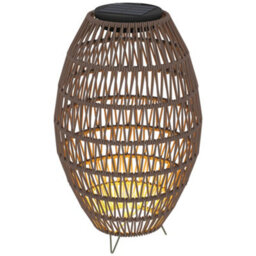 Outsunny Rattan Solar Lamp, Auto On/off Garden Lantern, Dark Brown - thumbnail 2