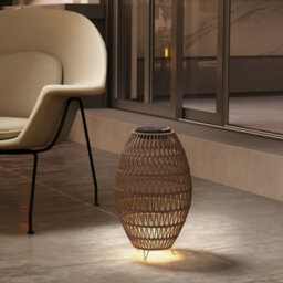 Outsunny Rattan Solar Lamp, Auto On/off Garden Lantern, Dark Brown - thumbnail 9