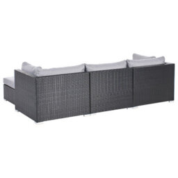 Beliani Garden Corner Sofa With Table 4 Seater Sano Left Hand Pe Rattan Black - thumbnail 6