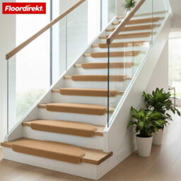Floordirekt Vienna Self Adhesive Soft High Pile Stair Tread Mat For Indoor Stairs Semicircular Brown 23.5 X 65 Cm - thumbnail 1