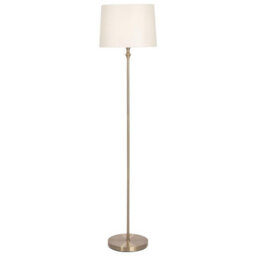 First Choice Lighting Set Of 2 Antique Brass Floor Lamps With Cream Shades - thumbnail 3