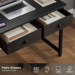 Small Computer Desk With 3 Fabric Drawers, 100 X 40 Cm Home Office Desk - thumbnail 3