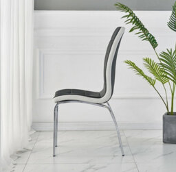Furnizone UK Set Of 2 Dining Chairs - Vienna Modern Dining Chairs - Black Faux Leather Chrome Legs Dining Chairs - Kitchen Dining Room Chairs - thumbnail 3