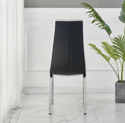 Furnizone UK Set Of 2 Dining Chairs - Vienna Modern Dining Chairs - Black Faux Leather Chrome Legs Dining Chairs - Kitchen Dining Room Chairs - thumbnail 4