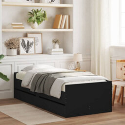 Berkfield Bed Frame With Drawers Without Mattress Black 100X200 Cm - thumbnail 1
