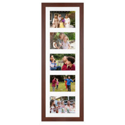 AK Frames 26X8 Rose Wood Modern Multi Photo Frame With White Mount - Holds 5 Apertures (5X) 6X4 Photos - thumbnail 1