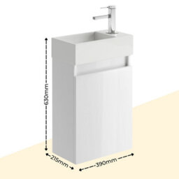 Plum&clay Condense Gloss White Wall Hung Cloakroom Vanity Unit (W)390mm - thumbnail 8