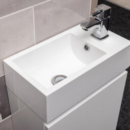 Plum&clay Condense Gloss White Wall Hung Cloakroom Vanity Unit (W)390mm - thumbnail 5