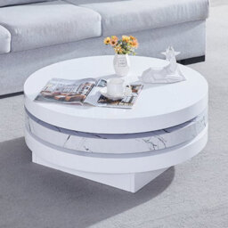 Furniture in Fashion Triplo Round Rotating Coffee Table In Vida Marble Effect - thumbnail 2