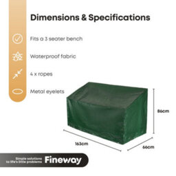 Livivo Fineway 3 Seater Garden Bench Cover Waterproof Heavy Duty Outdoor Furniture Cover Uv Resistant Windproof 162 X 66 X 89Cm - thumbnail 9