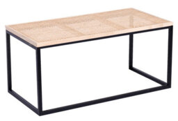 Nordlys Industrial Rattan Top And Black Metal Coffee Table Exotic Boho Living Room - thumbnail 2