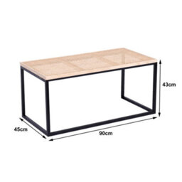 Nordlys Industrial Rattan Top And Black Metal Coffee Table Exotic Boho Living Room - thumbnail 6
