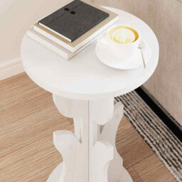 Berkfield Side Table White Solid Pine Wood - thumbnail 4