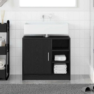 Walplus Sink Cabinet Black Oak 63 X 29 X 55 Cm Engineered Wood - image 1
