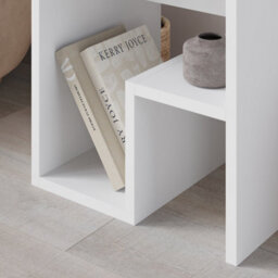 Decortie Bon Modern Square End Coffee Table 40Cm Open Shelf G-Shape White Living Room H 40Cm - thumbnail 4