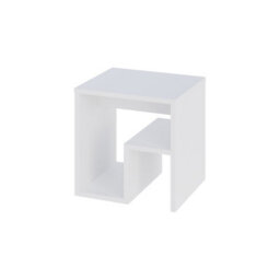 Decortie Bon Modern Square End Coffee Table 40Cm Open Shelf G-Shape White Living Room H 40Cm - thumbnail 2