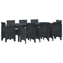 Berkfield Garden Dining Set 9 Pcs Anthracite Polt Rattan - thumbnail 2