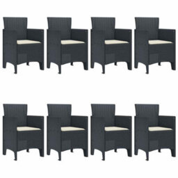 Berkfield Garden Dining Set 9 Pcs Anthracite Polt Rattan - thumbnail 4