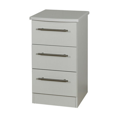 Bergamo Ready Assembled Matt Grey No Effect 3 Drawer Bedside Table (H)695mm (W)395mm (D)415mm - image 1