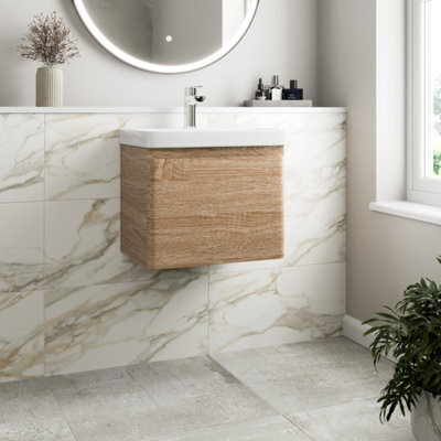 Affine Wall Mounted Bathroom Vanity Unit & Basin Sink Storage Furniture Cabinet 500mm - image 1