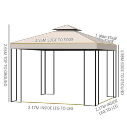 Outsunny 3 X 3M Garden Metal Gazebo Sun Shade Shelter Outdoor Party Tent - thumbnail 3