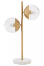 Orsina Handcrafted Two Light Gold Finish Table Lamp, Minimalist Design Bedside Lamp, Versatile Lamp On A Table - thumbnail 1
