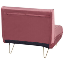 Wyld And Coco Pink Velvet 1-Seater Sofa Bed With Fold-Out Sleeper, Gold Legs, Compact Armless Design - thumbnail 6