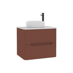 Royal Bathrooms Venice 600mm Terracotta Clay Wall Mounted Bathroom Countertop Vanity Unit 2 Drawer With Milan Basin - thumbnail 7