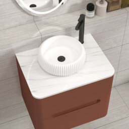 Royal Bathrooms Venice 600mm Terracotta Clay Wall Mounted Bathroom Countertop Vanity Unit 2 Drawer With Milan Basin - thumbnail 6