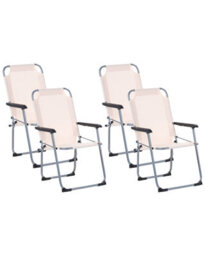 Wyld And Coco Home Beige Folding Garden Chairs Set Of 4 - Powder-Coated Steel Outdoor Patio Furniture - thumbnail 3