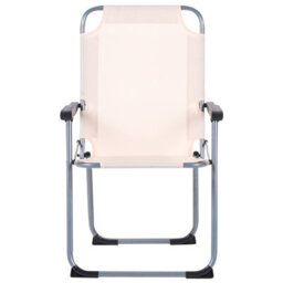 Wyld And Coco Home Beige Folding Garden Chairs Set Of 4 - Powder-Coated Steel Outdoor Patio Furniture - thumbnail 1