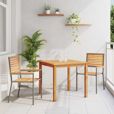 Berkfield Garden Dining Set 3 Pcs Grey Poly Rattan - image 1