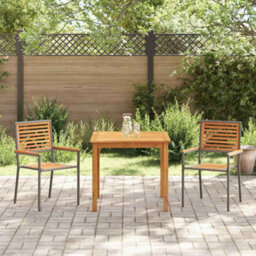Berkfield Garden Dining Set 3 Pcs Grey Poly Rattan - thumbnail 4