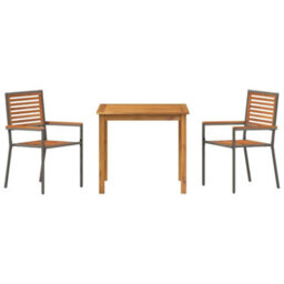 Berkfield Garden Dining Set 3 Pcs Grey Poly Rattan - thumbnail 7