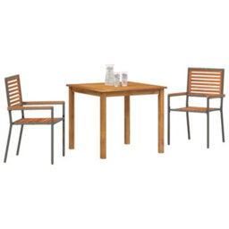 Berkfield Garden Dining Set 3 Pcs Grey Poly Rattan - thumbnail 3