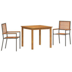 Berkfield Garden Dining Set 3 Pcs Grey Poly Rattan - thumbnail 2