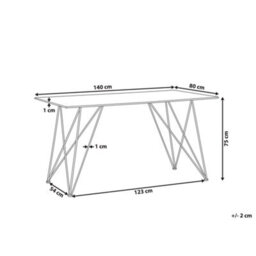 Beliani Dining Table Kenton White Marble 140 Cm 80 Cm Tempered Glass - thumbnail 3