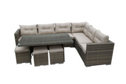Furniture One Rattan Effect Nature Rattan 9 Seat Corner Sofa Set No Assembly & Aluminium Frame - thumbnail 2