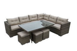 Furniture One Rattan Effect Nature Rattan 9 Seat Corner Sofa Set No Assembly & Aluminium Frame - thumbnail 1