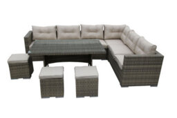 Furniture One Rattan Effect Nature Rattan 9 Seat Corner Sofa Set No Assembly & Aluminium Frame - thumbnail 3