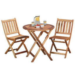 Garden Gear Wooden Bistro Furniture Set Outdoor Folding Patio Table With 2 Chairs - thumbnail 4