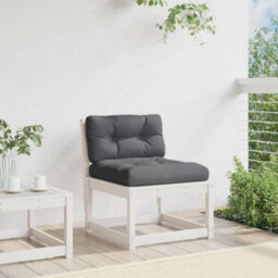 Walplus Garden Sofa With Cushions White Solid Wood Pine For Garden, Terrace, Or Patio - 63.5 X 73 X 78 Cm (W X D X H) - thumbnail 3