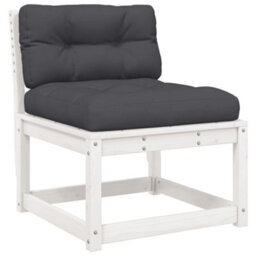 Walplus Garden Sofa With Cushions White Solid Wood Pine For Garden, Terrace, Or Patio - 63.5 X 73 X 78 Cm (W X D X H) - thumbnail 2