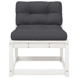 Walplus Garden Sofa With Cushions White Solid Wood Pine For Garden, Terrace, Or Patio - 63.5 X 73 X 78 Cm (W X D X H) - thumbnail 5