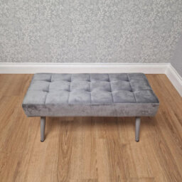 Oira Homes Grey Nova Tufted Velvet Dining Bench Padded Square Tufted Kitchen Bench For Dining Room - thumbnail 5