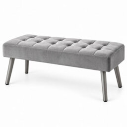 Oira Homes Grey Nova Tufted Velvet Dining Bench Padded Square Tufted Kitchen Bench For Dining Room - thumbnail 1