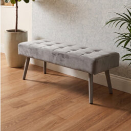 Oira Homes Grey Nova Tufted Velvet Dining Bench Padded Square Tufted Kitchen Bench For Dining Room - thumbnail 2
