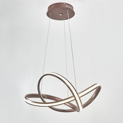 Thehotsale 58W Brown Height Adjustable Dimmable Led Ceiling Hanging Pendant Light With Remote Control - image 1