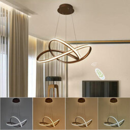 Thehotsale 58W Brown Height Adjustable Dimmable Led Ceiling Hanging Pendant Light With Remote Control - thumbnail 2