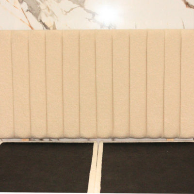 "Urban Textures Luxury 26"" High Boucle Fabric Upholstered Bed Headboard Thin Vertical Lines - Cream" - image 1